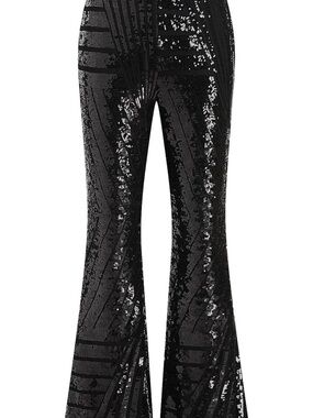 Black Sequin Flare Pants